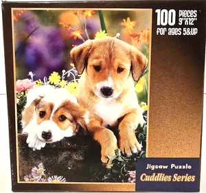 Puppies and Flowers - 100 Piece Puzzle 9" X 12" - Cuddlies Series - E&L - Sealed - Imagen 1 de 5