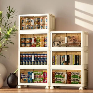 Gabinete de almacenamiento de plástico de 3/4 niveles con ruedas caja de almacenamiento plegable de gran capacidad - Imagen 1 de 14