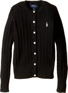 NUOVO Polo Ralph Lauren Ragazze Mini Cardigan Maglia Cavo Nero Taglia Large XL 16 - Foto 1 di 2