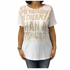 LA FEE MARABOUTEE T-Shirt Manches Courtes Femme Blanc Coton 7559 Made IN Italy