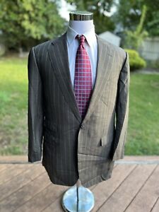 Alfred Dunhill Suit 44L Brown 35Wx29 Dual Vent 2Btn Flat Front Pant ITALY Caruso