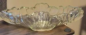 Large Clear Glass Bowl Molded Decorative 15 Inch Length - Picture 1 of 5