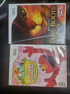 LOT OF 2 WII GAMES :Sesame Street: Elmo's A-to-Zoo Adventure + PUSS IN BOOTS - Picture 1 of 2