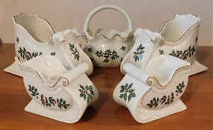 Formalities by Baum Bros Holly Centerpiece Sleigh Sled Basket Candleholder - Picture 1 of 2