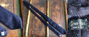 NEW NWOT GITMAN BROS. SKINNY NECK TIE USA-MADE 100% WOOL BLUE MULTICOLOR FLECKS - Picture 1 of 7