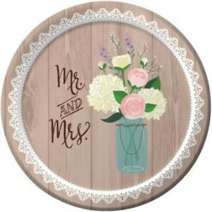 Rustic Wedding 7 Inch Paper 8 Pack Plates Bridal Shower Decoration
