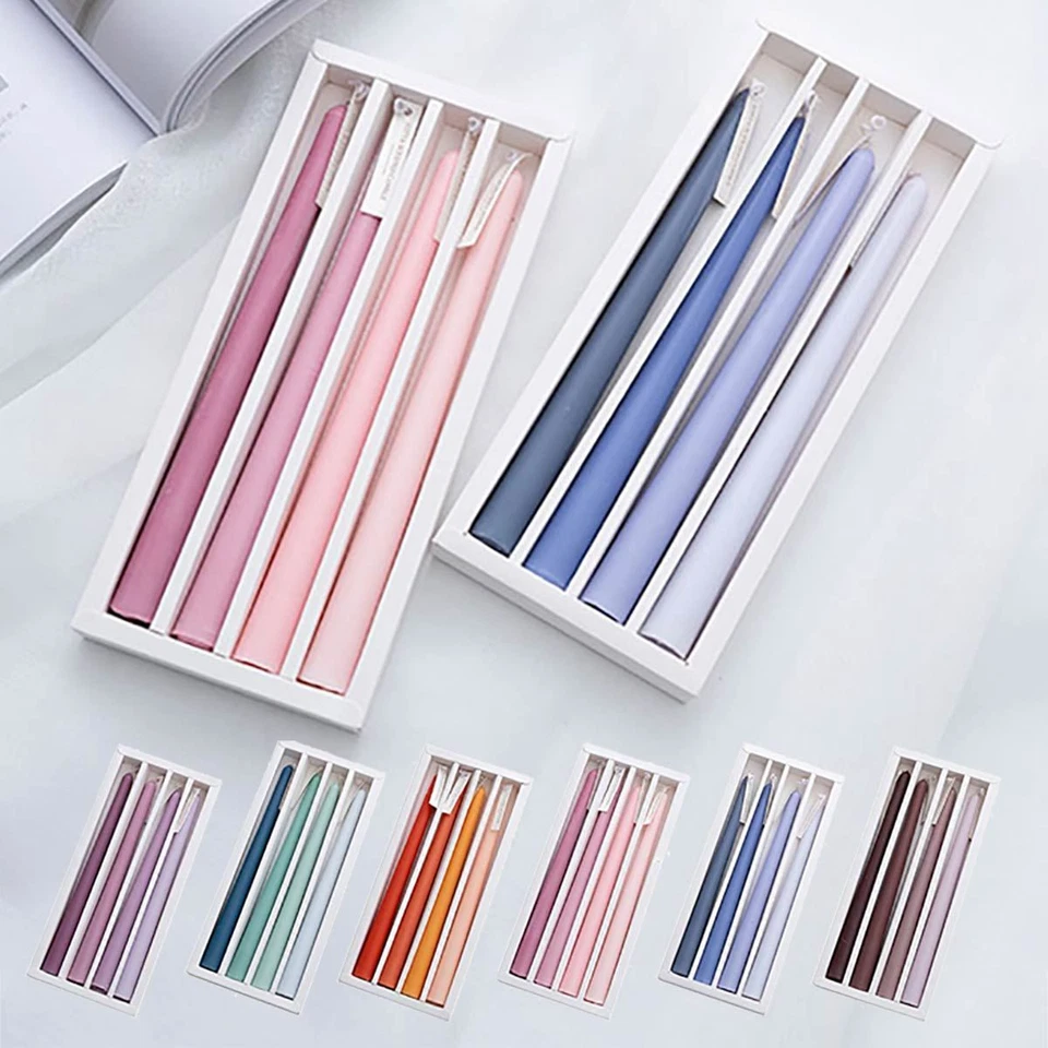 Set of 4 Large 10" Matte Pastel Taper Dinner Scented Candles  - Image 1 of 1