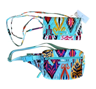 Cartera Bandolera Vera Bradley Pueblo Nueva con Etiquetas y Bolso Cinturón Riñonera Verde Azulado Suroeste Foto 1 de 4