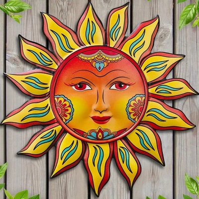 Decoração de parede de metal flor do sol - 13 polegadas arte de parede solar decoração pendurada para ... - Imagem 1 de 4