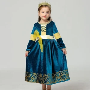 Para Niñas Niños Halloween Disfraz Valiente Princesa Mérida Vestidos - Imagen 1 de 11