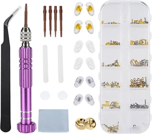 Kit de reparación de gafas, tornillos para gafas, pinzas destornilladores almohadillas para nariz - 290 piezas - Imagen 1 de 6