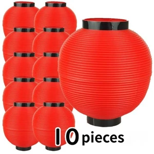 Japanische Chochin Laterne 10er Pack rot 24 cm Polyester Festival Izakaya Deko - Bild 1 von 9