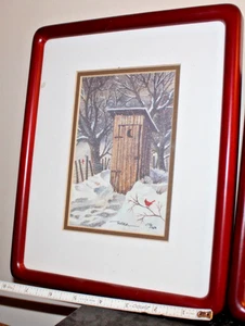 Framed Lu Fuller Limited Edition 172/250 Snowy Winter Outhouse Artwork - Picture 1 of 5