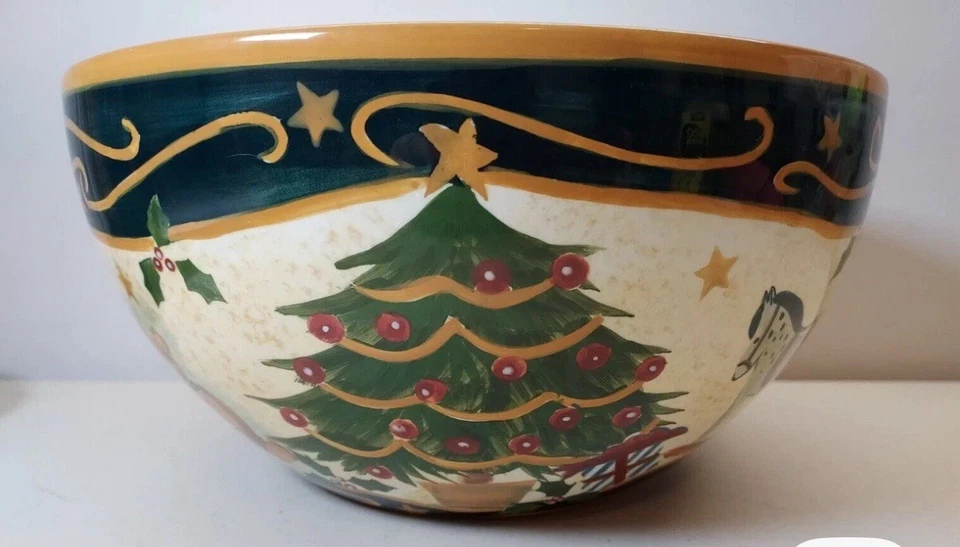 Vintage Lang Loza Susan Winget "La Noche Antes de Navidad" Grande 10"" Cuenco Foto 1 de 4