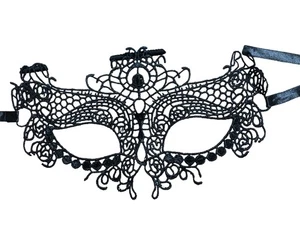 Elegant Black Lace Eye Mask Women's Venetian Style Costume Accessory - Picture 1 of 1