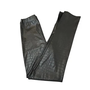 Missy Empire Faux Croc Pants Womens Size 12 Black High Waist Stretch Moto Y2K - Picture 1 of 9