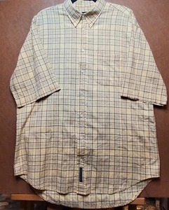 Consensus Sportswear Men's Short Sleeve Button Shirt Large Tall Yellow Plaid - Picture 1 of 11