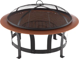 50-LG1204 30" Outdoor Deep Fire Pit-Round Large Colored Steel Bowl, Mesh Spark S - Picture 1 of 12