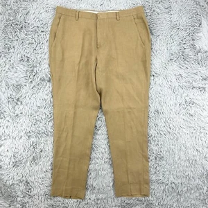 Murano Baird McNutt Pants Men’s 37.5x29.5 Khaki 100% Linen Flat Front Preppy - Picture 1 of 10
