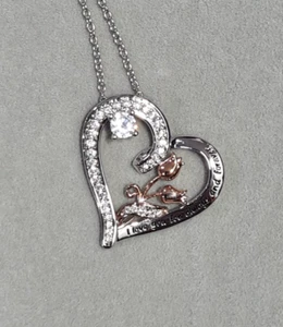 Necklace for Women Sterling Silver Love Heart "I love you forever and always" - Picture 1 of 3
