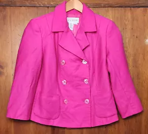 Blazer Vintage JG Hook Mujer 2 Pequeña Lana Corta Doble Pecho Chaqueta Rosa Caliente - Imagen 1 de 17