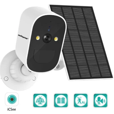 Solar Battery Powered Wireless WiFi HD Outdoor Security Camera System PIR Detect - Image 1 of 4