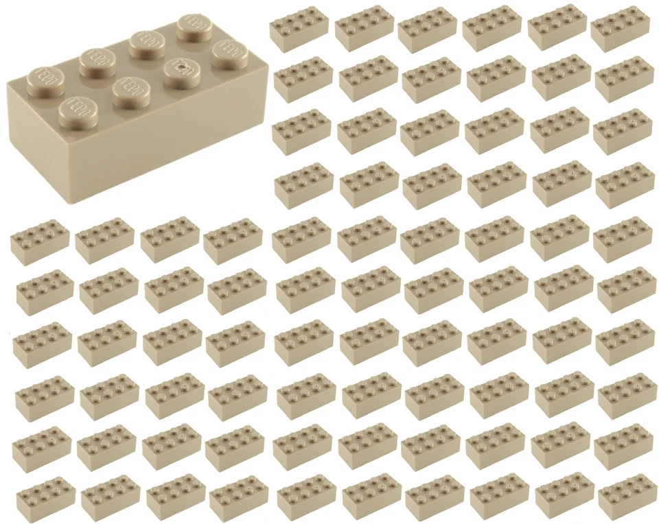 ☀️100 NUEVOS LADRILLOS LEGO 2x4 bronceados oscuros (ID 3001) piezas a granel star wars Harry Potter Foto 1 de 2