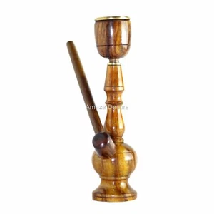 11" Handmade Collectable Wooden Hookah Tobacco Smoking Pipe Antique Showpiece - Picture 1 of 5