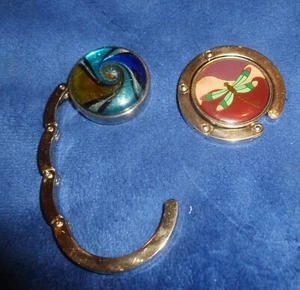 Lot/2 PURSE/Bag HANGER w/ DRAGONFLY & SWIRL Sparkly, For Tables, Desk, Counter+ - Picture 1 of 4