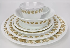 Juego de vajilla vintage Corelle by Corning de 6 piezas con patrón de mariposa de oro blanco - Imagen 1 de 4