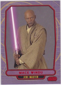 STAR WARS GALACTIC FILES SERIES 1 RED PARALLEL INSERT #38 MACE WINDU 31/35 RARE