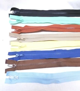 Molded Plastic Heavy Duty Zipper Open End 21" Jackets Crafts Set of 8 - Picture 1 of 1