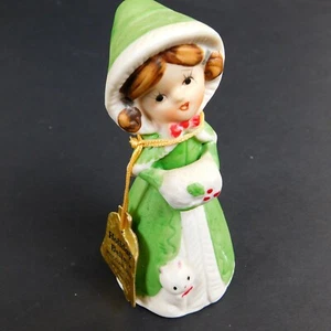 Vintage Jasco Holiday Belle Handcrafted Porcelain 1978 Green Hood Clapper - Picture 1 of 8