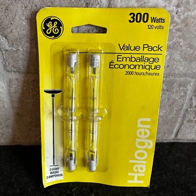 2pk GE 27447 300 Watts 120 Volt Double Ended Light Bulbs Lamp 2000 Hours Type T - Image 1 of 4