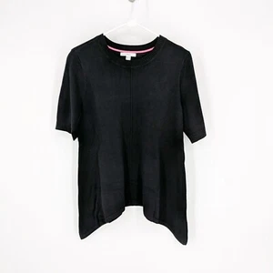 Isaac Mizrahi Live! Crewneck Cascade Hem Pullover Sweater Black Women's Small - Picture 1 of 6