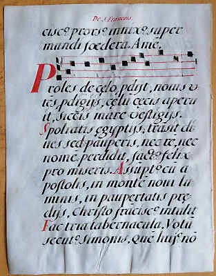 Original Blatt Manuskript Antiphonarium Pergament Folio (R) - 1550 • 45€
