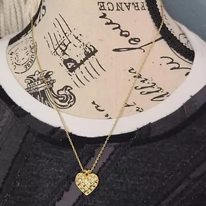 AVON Minimalist Woven Gold Heart & Rhinestone Pendant Necklace - Picture 1 of 8