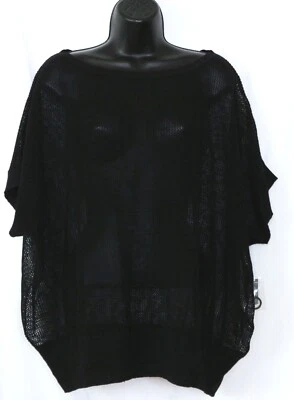 LORD & TAYLOR Top de Lino de Malla Negra con Cuello Rnd 61 In Pecho 24.5 In Largo Talla 2X NWOT Foto 1 de 4