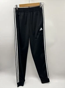 Adidas Iconic Tricot Joggers 3 Stripe Black Athletic Track Pants L 14/16 Boys - Picture 1 of 9