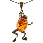 Baltic Amber Sterling Silver 925 Frog Pendant Necklace Chain Jewellery Gift Box