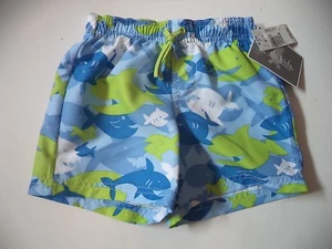 Boys 18 Month Blue Swimwear With Different Colored Sharks For 23-26 Lbs - Picture 1 of 4