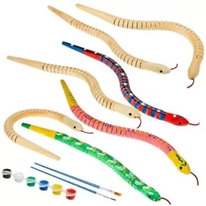 Pieces Wooden Snake Unfinished Wooden Wiggly Snake Jointed Flexible Wooden 10 - Picture 1 of 7