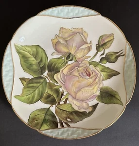 Haviland Co. Limoges HandPainted Pink/Lavender Roses Gold/Blue Trim 8.5”Plate - Picture 1 of 8