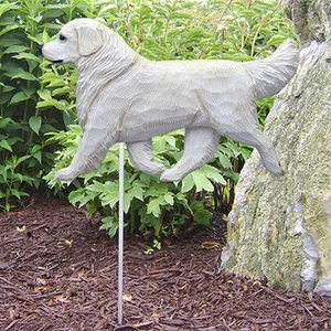 Golden Retriever Outdoor Garden Sign Hand Painted Figure Cream - Picture 1 of 1