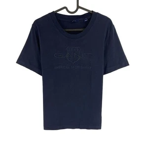 GANT Femme Bleu Marine Ton sur Archives Bouclier Ras Cou Manche Courte T Shirt L - Foto 1 di 9