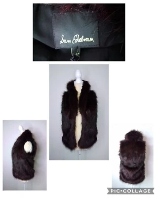Sam Edelman меха жилет женщин XS новый с Ярлыками черный/бордовый #W2585 - Изображение 1 из 4
