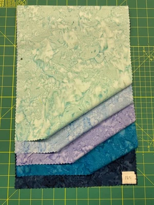 Batik Sample Card - 100% cotton - 5 fabrics - 11"w x  18"l -#185 - Image 1 of 2