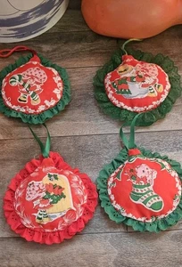 4er Set Vintage Strawberry Shortcake Plüsch Weihnachtsschmuck - Bild 1 von 9