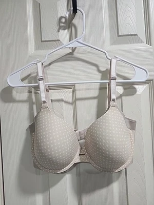 Warners 胸罩 36CDBeige 波尔卡圆点文胸衬垫钢圈可调节扣背 — 第 1/4 张图片