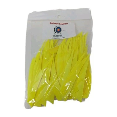 100 Bullseye Archery Feathers 4" Right Wing: Shield Solid Fluorescent Yellow  - Image 1 of 4